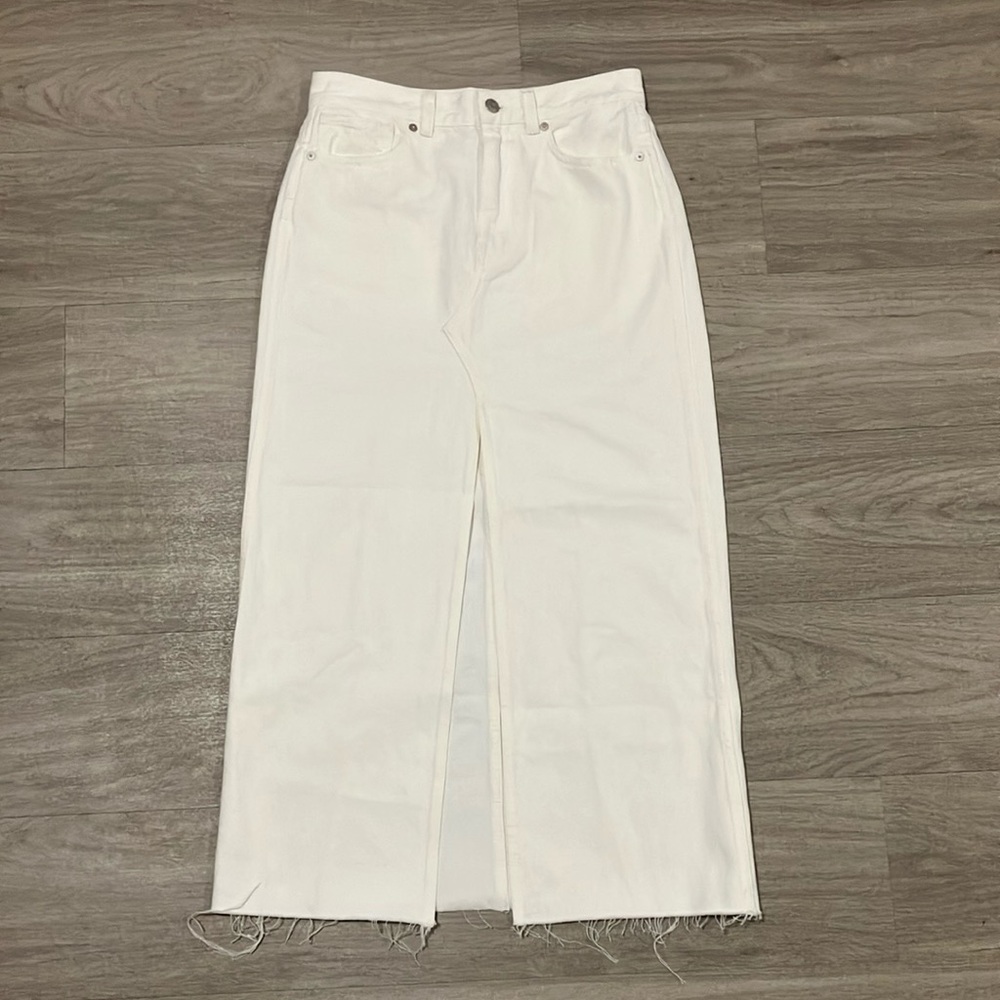 Madewell Rilee Denim Jean Midi Skirt in Tile White